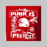 Punk is Protest mikina s kapucou stiahnutelnou šnúrkami a klokankovým vreckom vpredu 